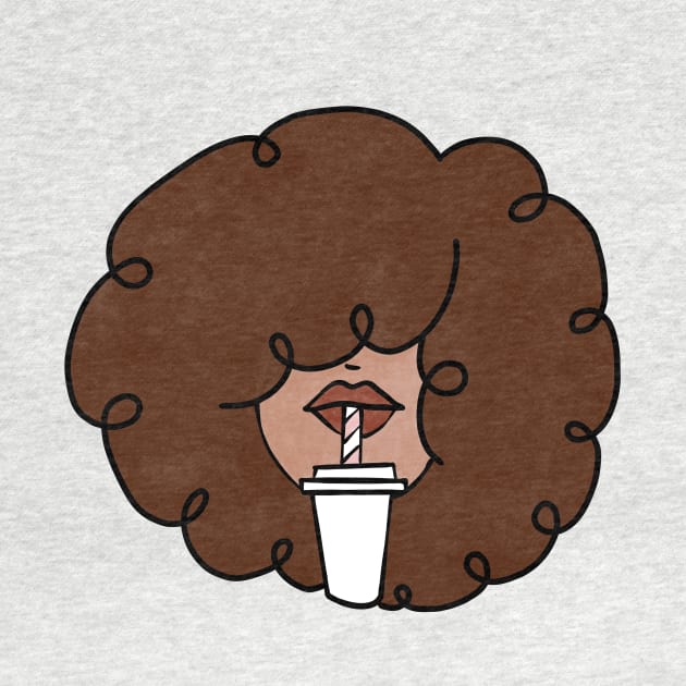 Pepette with a straw Beautiful Black Woman Drinking in a Travel Mug Cute Coffee Dates Coffee Espresso Cappuccino Latte Macchiato Coffee with Milk Cute Black Woman with Afro Hair Natural Hair Curly Hair Perfect Coffee Lover Gift for African American by nathalieaynie